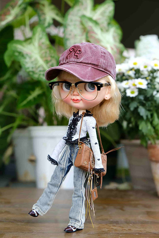 Gray Lace Trim Knit Top for 1/6 BJD & Blythe Dolls