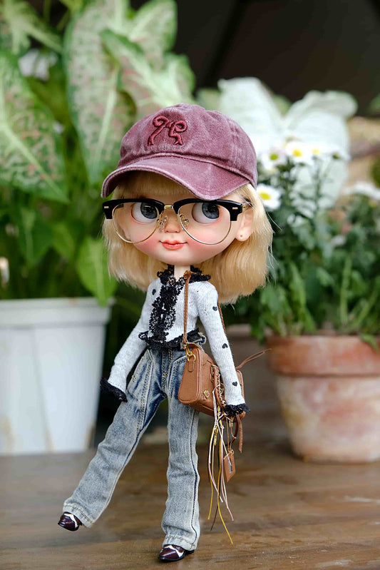 Gray Lace Trim Knit Top for 1/6 BJD & Blythe Dolls
