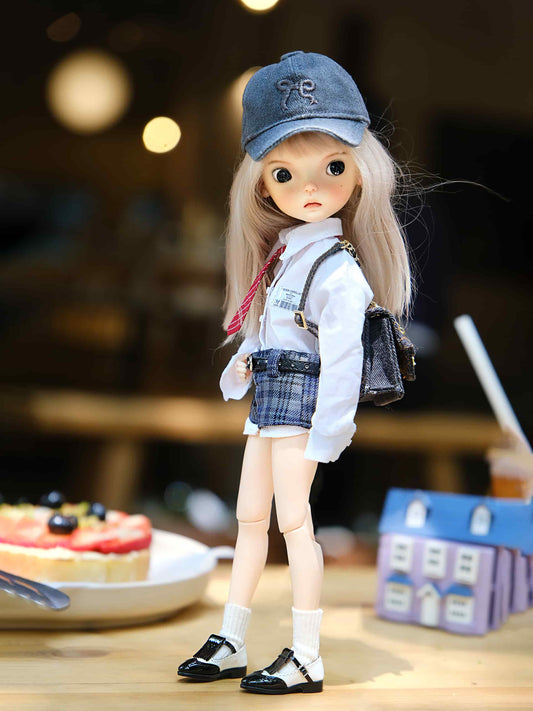 Preppy Style Doll Shirt & Shorts Set for 1/6 BJD/Blythe--white