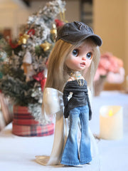 Curvy High-Waist Flared Denim Jeans for BJD & Blythe