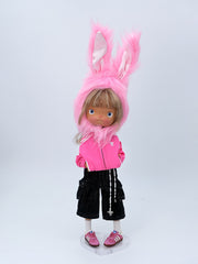 Fluffy Bunny Ear Doll Hat