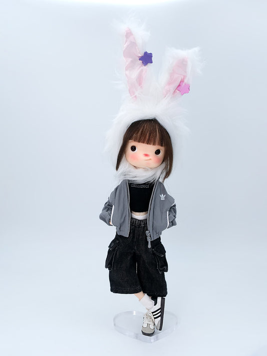 Fluffy Bunny Ear Doll Hat
