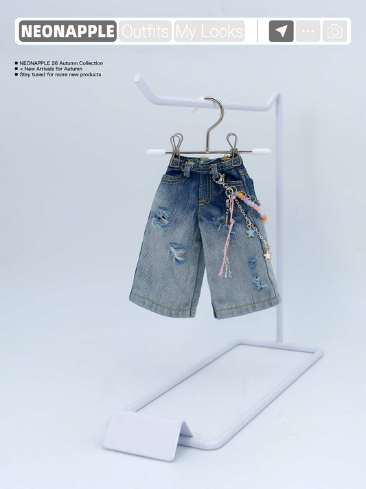 Gradient-Wash Cropped Wide-Leg Jeans For Blythe & Bjd Dolls