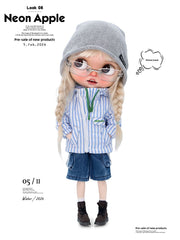 Korean Stripe Hooded Doll Jacket for BJD, Blythe