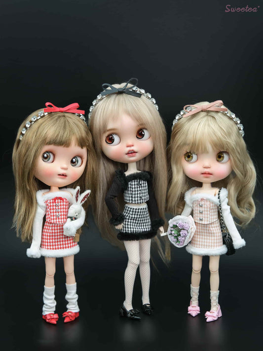 Miu Style Princess Set – Knit Sweater + Tube Top + Furry Mini Skirt