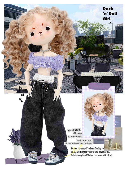 Sweet & Spicy Cropped Puff Sleeve Top for OB22/OB24 Dolls | Y2K Doll Outfit