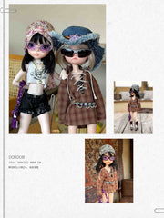 Vintage Plaid Lace-Up Doll Shirt for BJD, Blythe dolls