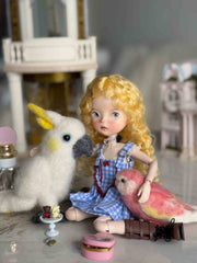 Blueberry Mousse Heart Dress Set--Blueberry mousse main dress+ White lace long socks+Adorable white floppy bunny hair accessory