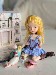 Blueberry Mousse Heart Dress Set--Blueberry mousse main dress+ White lace long socks+Adorable white floppy bunny hair accessory