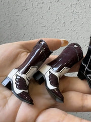 Butterfly Embroidered Patent Cowboy Boots (for BJD/Blythe Dolls)