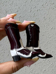 Butterfly Embroidered Patent Cowboy Boots (for BJD/Blythe Dolls)