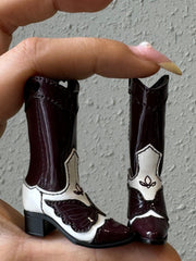 Butterfly Embroidered Patent Cowboy Boots (for BJD/Blythe Dolls)