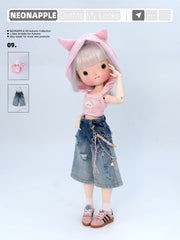 Cat-Ear Hooded Top & Ruffle Skirt Set For Blythe & Bjd Dolls