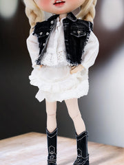 Vintage Chic Denim Vest | For BJD & Blythe Dolls