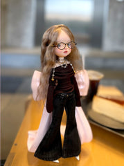 Curvy High-Waist Flared Denim Jeans for BJD & Blythe