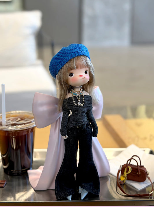 Curvy High-Waist Flared Denim Jeans for BJD & Blythe