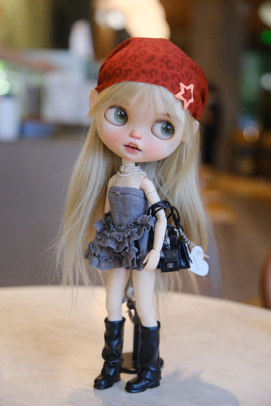 Dark Cake Dress – Sweet Punk Ruffle Outfit for OB22/OB24 Dolls