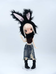 Fluffy Bunny Ear Doll Hat