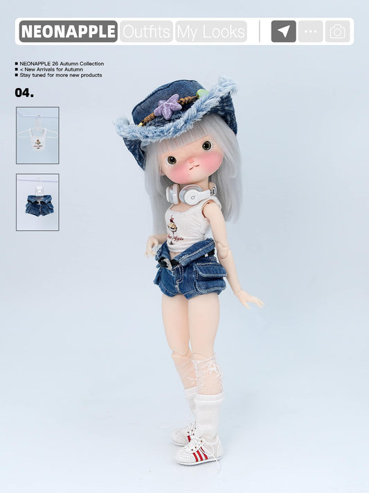 Fold-Over Waist Denim Shorts For Blythe & Bjd Dolls