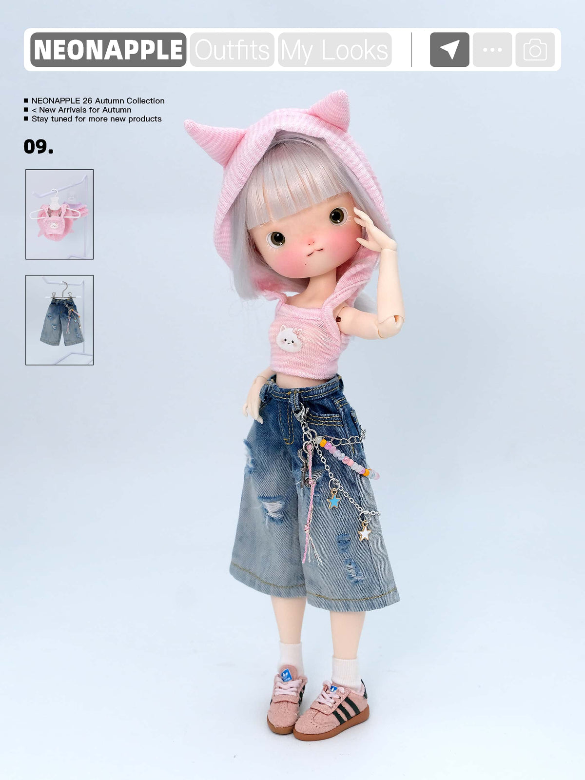 Gradient-Wash Cropped Wide-Leg Jeans For Blythe & Bjd Dolls