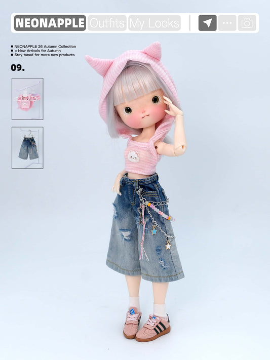 Gradient-Wash Cropped Wide-Leg Jeans For Blythe & Bjd Dolls