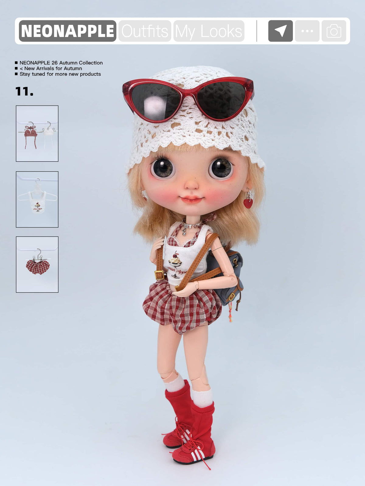Low-Rise Plaid Bubble Shorts for Blythe and Bjd dolls