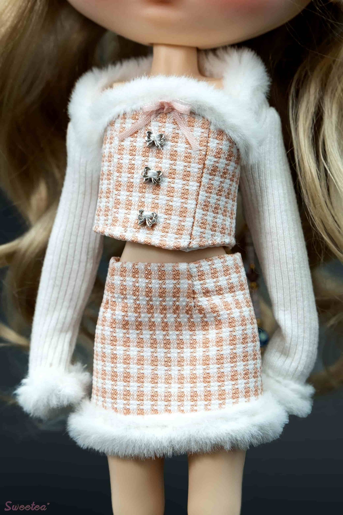 Miu Style Princess Set – Knit Sweater + Tube Top + Furry Mini Skirt