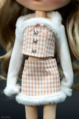 Miu Style Princess Set – Knit Sweater + Tube Top + Furry Mini Skirt