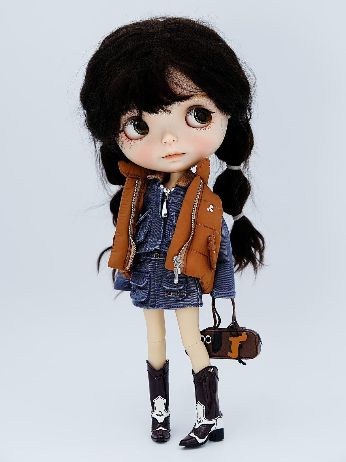 Vintage Utility Denim Outfit for  For  BJD & Blythe Dolls