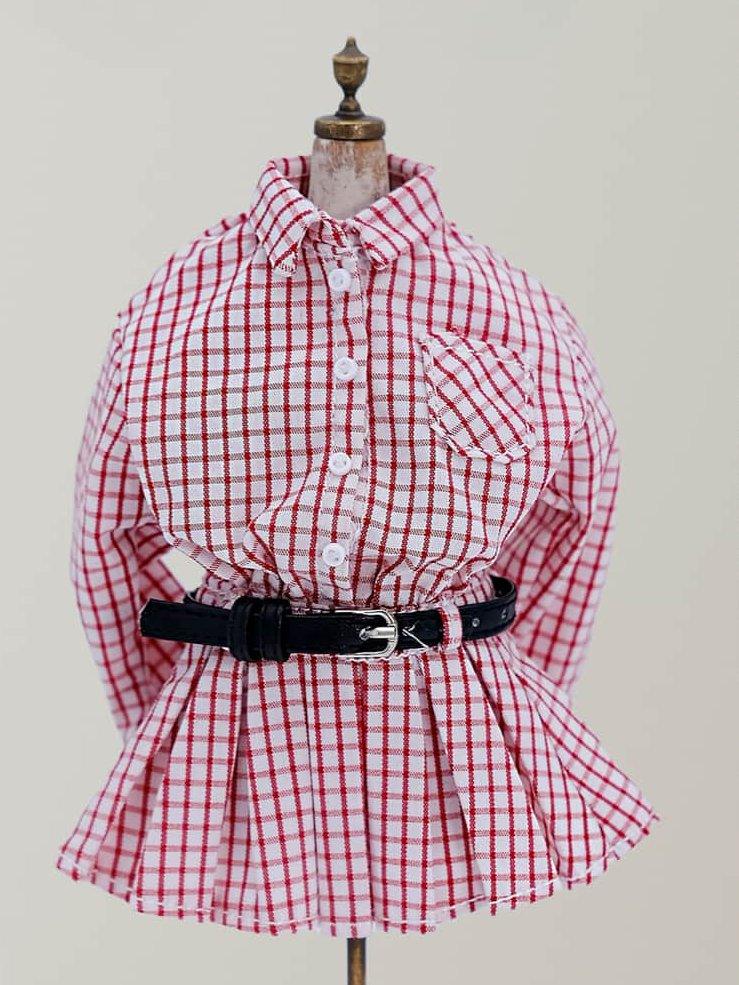 Vintage Plaid Doll Shirt Dress | Fits BJD, Blythe  Dolls | Academic Chic Doll Fashion