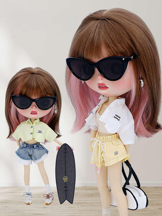 🔹 Preppy Cropped Shirt | Fashion Outfit for BJD & Blythe Dolls