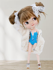 Retro One-Piece Swimsuit | Fits BJD & Blythe Dolls