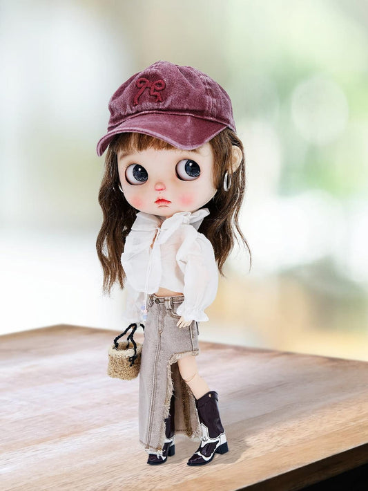 ✨ Chic Ruffled Blouse with Puff Sleeves – For Blythe/BJD Dolls