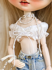 Saturn-Inspired Pearl Necklace for Dolls | Elegant Vintage Doll Jewelry
