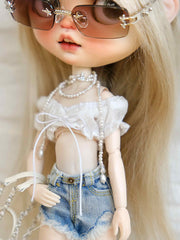 Saturn-Inspired Pearl Necklace for Dolls | Elegant Vintage Doll Jewelry
