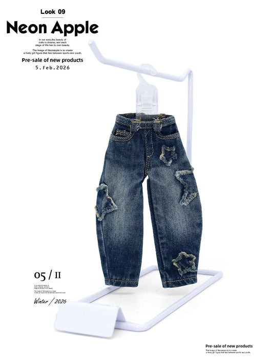 In Stock — Star Patch Distressed Doll Denim Jeans | BJD/Blythe