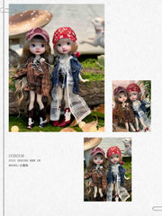 Vintage Plaid Lace-Up Doll Shirt for BJD, Blythe dolls