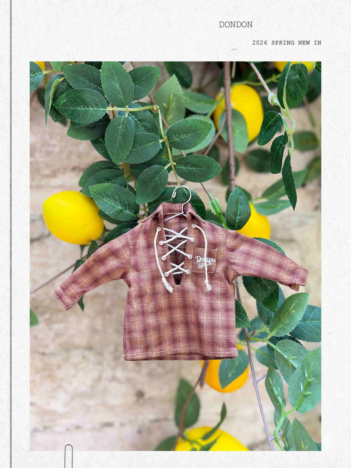 Vintage Plaid Lace-Up Doll Shirt for BJD, Blythe dolls
