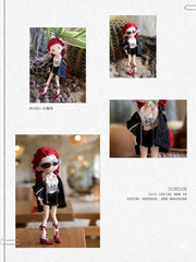 Washed Denim Doll Outfit – Pearl Vest & Frayed Shorts for BJD, Blythe dolls