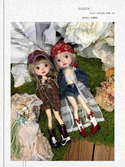 Washed Denim Doll Outfit – Pearl Vest & Frayed Shorts for BJD, Blythe dolls